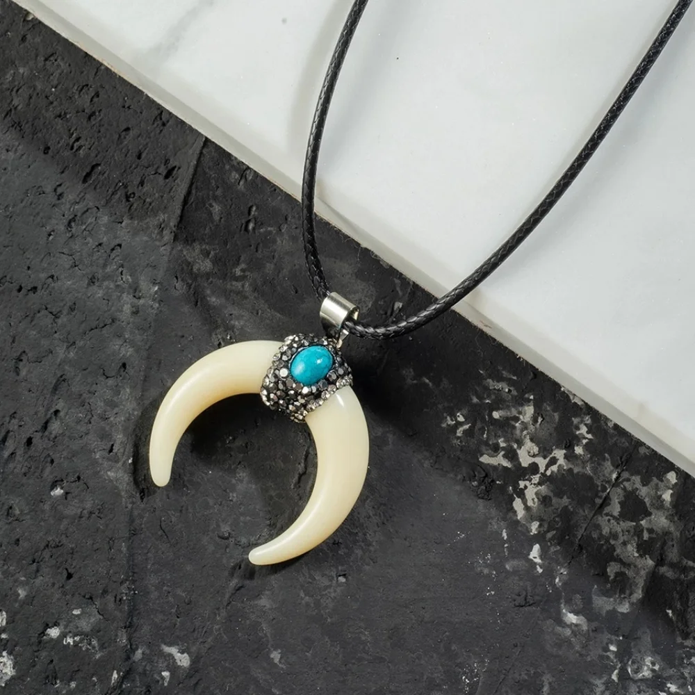 Bone Crescent Pendant Necklace